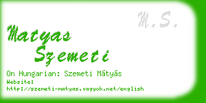 matyas szemeti business card